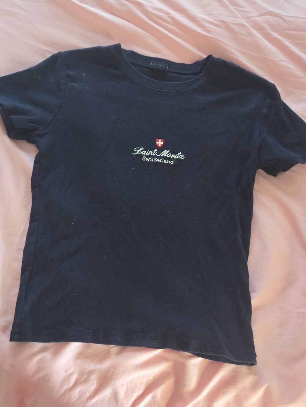 John Galt for Brandy Melville Navy Short Sleeve Tee with Small Embroidered Crest